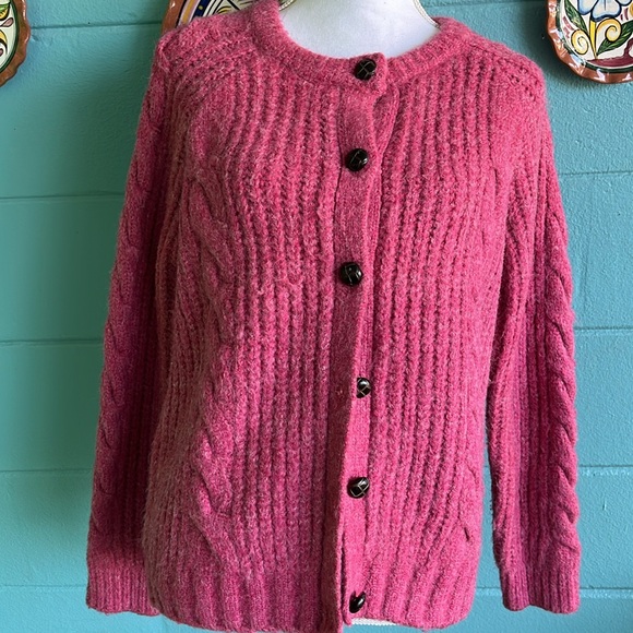 Mo:vint New York Pink Cable Knit Cardigan - Picture 6 of 12